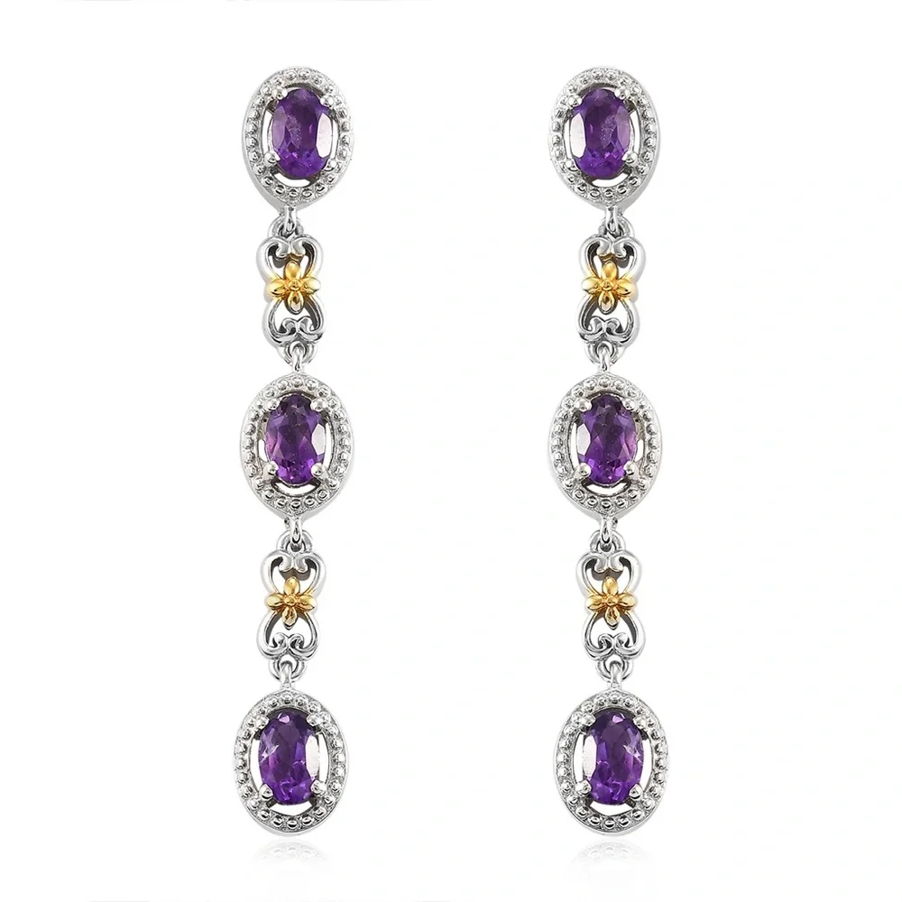 African Amethyst Drop Earrings